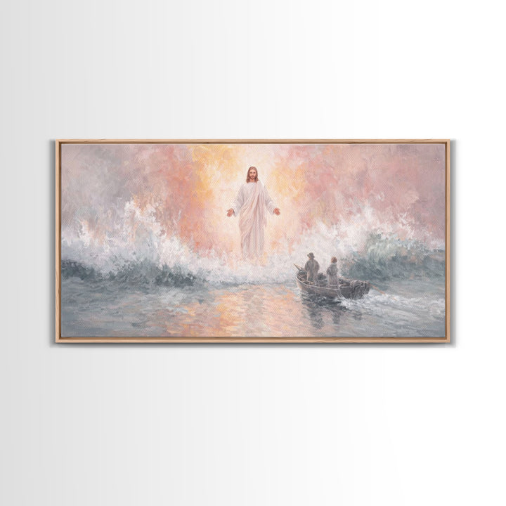 Waves Of Calling | Framed Canvas Print | Jesus Painting | Christian Wall Art | Christian Art Canvas | Christian Decor | Large Christian Art