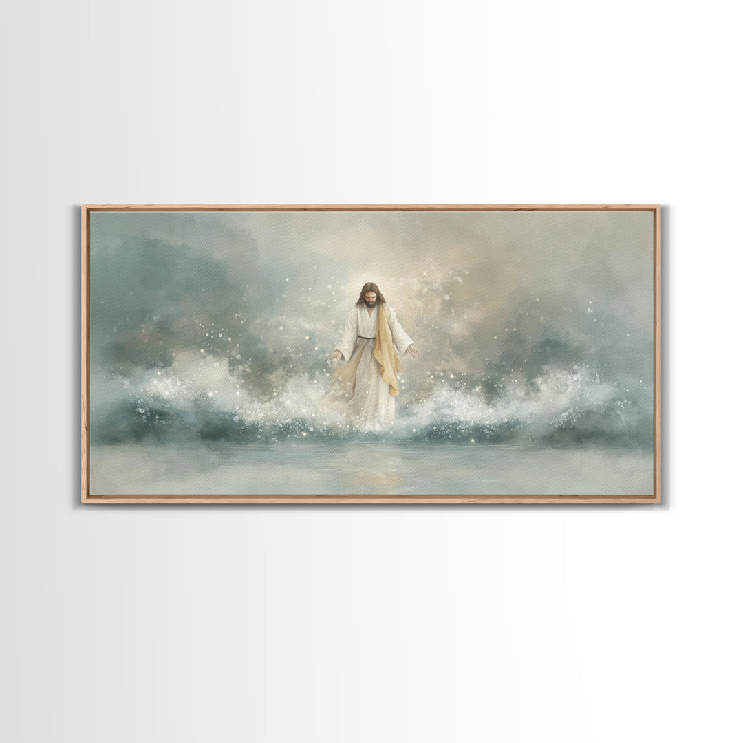 Divine Arrival, Framed Canvas Print, Christian Wall Art, Christian Art Canvas, Jesus Painting, Christian Decor, Christian Christmas Art