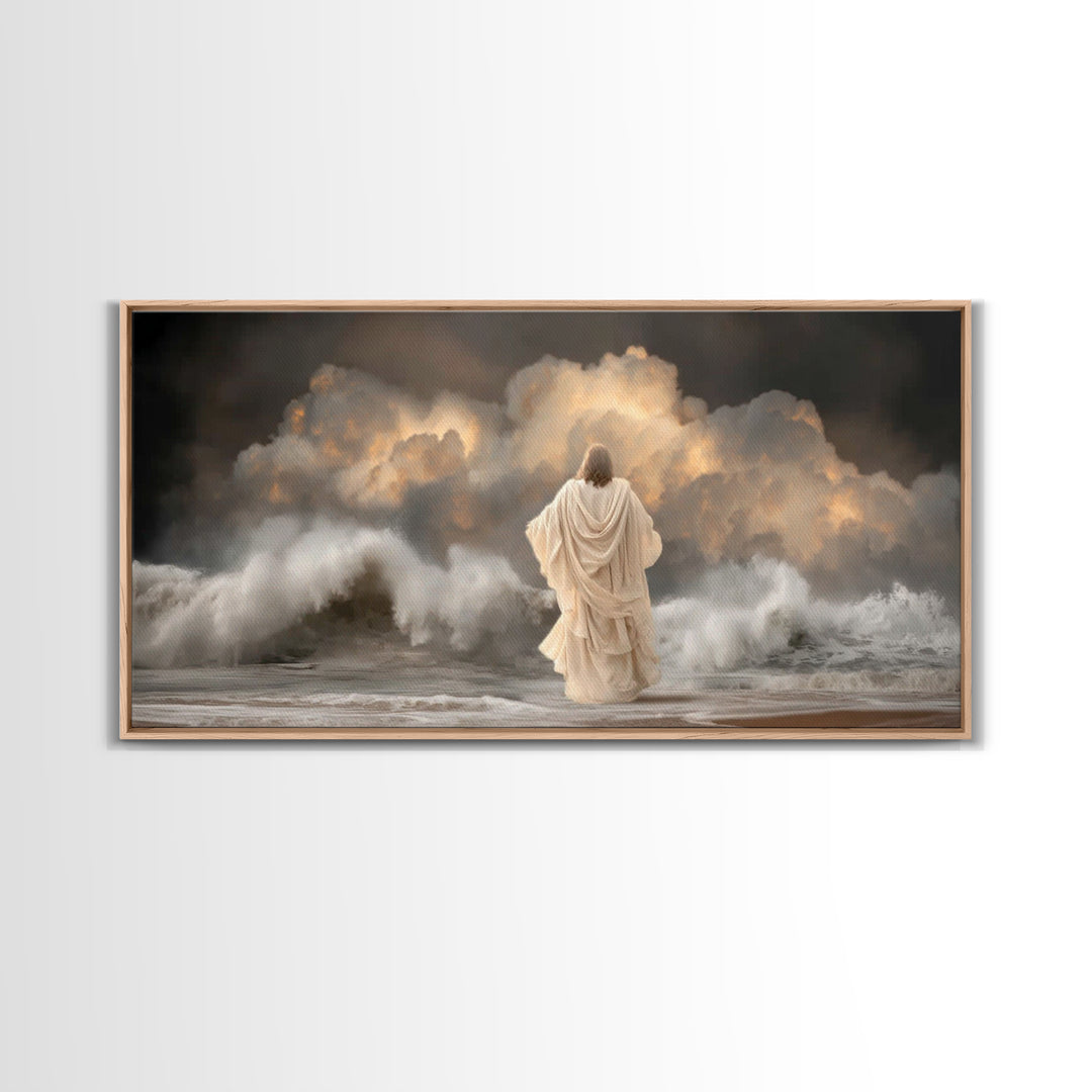 Dawn Of Mercy – Framed Canvas Print – Jesus Art Print – Christian Wall Art – Modern Christian Art – Christmas Art – Christian Gift Ideas