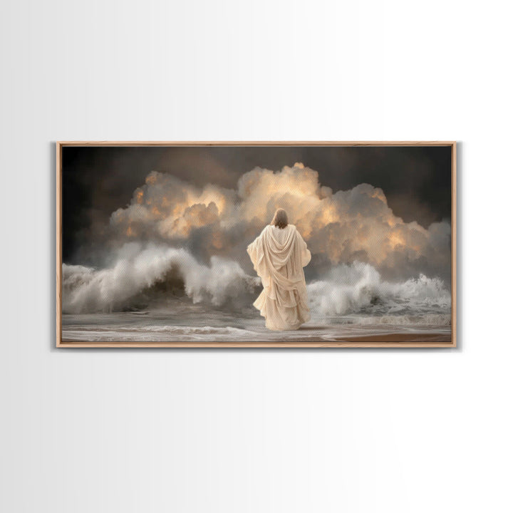 Dawn Of Mercy – Framed Canvas Print – Jesus Art Print – Christian Wall Art – Modern Christian Art – Christmas Art – Christian Gift Ideas