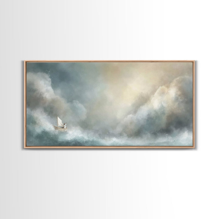 Light Of Rescue – Framed Canvas Print – Christian Wall Art – Jesus Painting – Large Christian Art – Modern Christian Painting – Christmas A