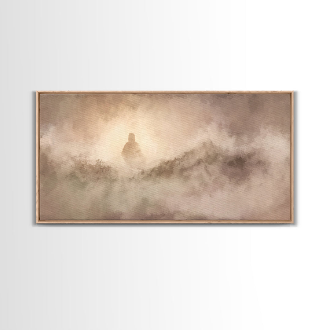 Eternal Shoreline – Framed Canvas Print – Christian Art Canvas – Moody Christian Art – Jesus Painting – Christian Wall Art – Christmas Chri