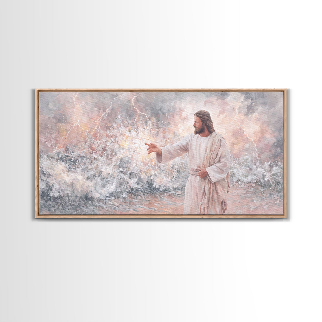 Beacon Of Authority | Framed Canvas Print | Christian Art Print | Jesus Painting | Christian Wall Art | Modern Christian Painting | Christi