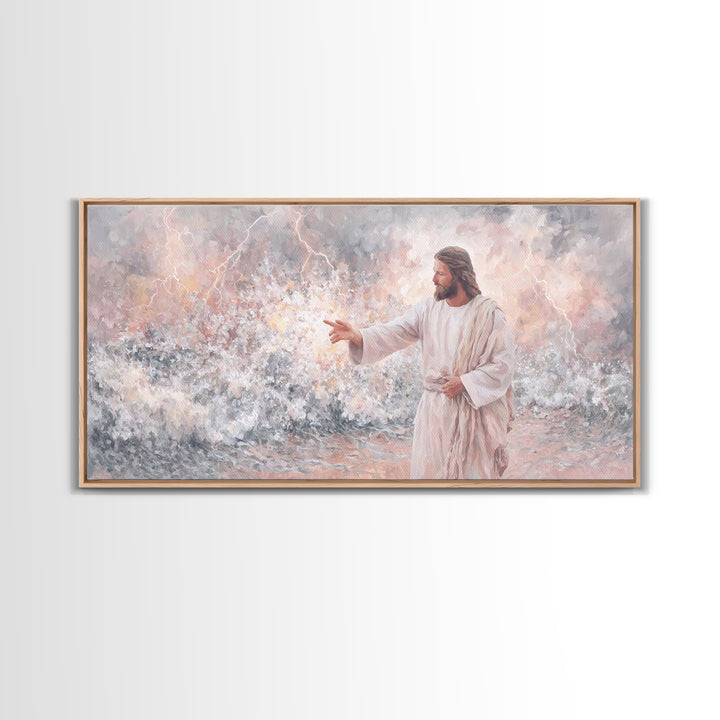 Beacon Of Authority | Framed Canvas Print | Christian Art Print | Jesus Painting | Christian Wall Art | Modern Christian Painting | Christi