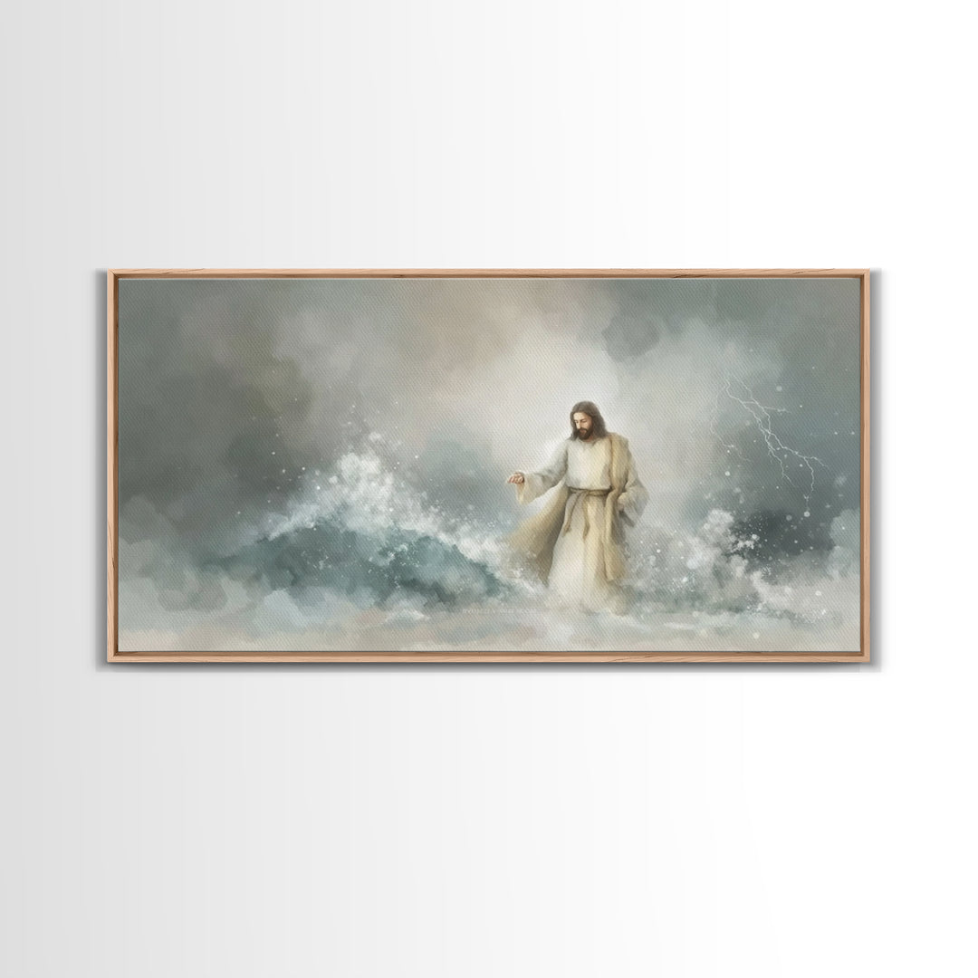 Majesty In Clouds – Framed Canvas Print – Christian Art Print – Jesus Painting – Christian Decor – Christian Art Canvas – Moody Christmas A