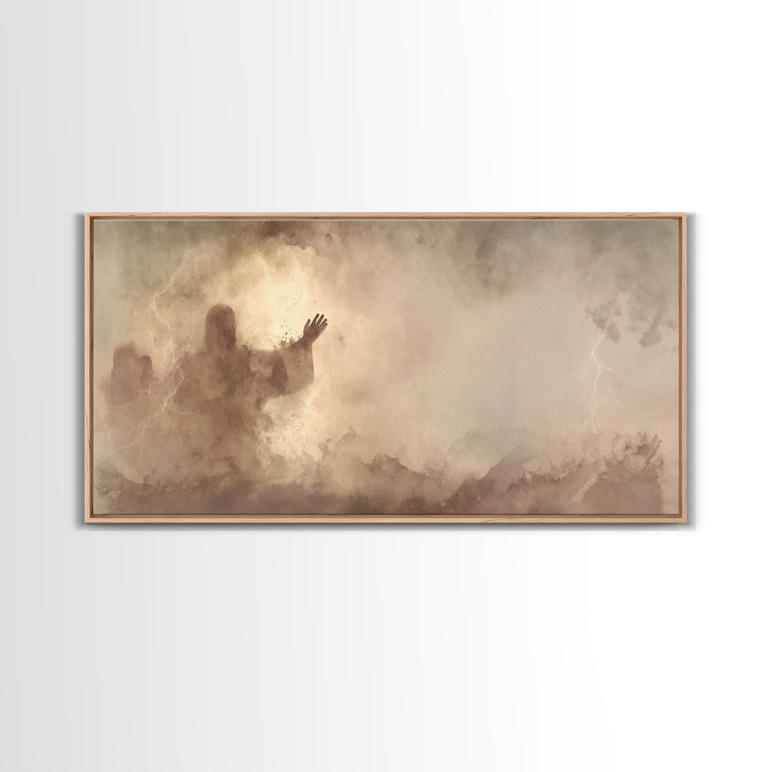 Calm Over Chaos – Framed Canvas Print – Christian Wall Art – Jesus Canvas Art – Modern Christian Art – Christian Art Prints – Christian Gif