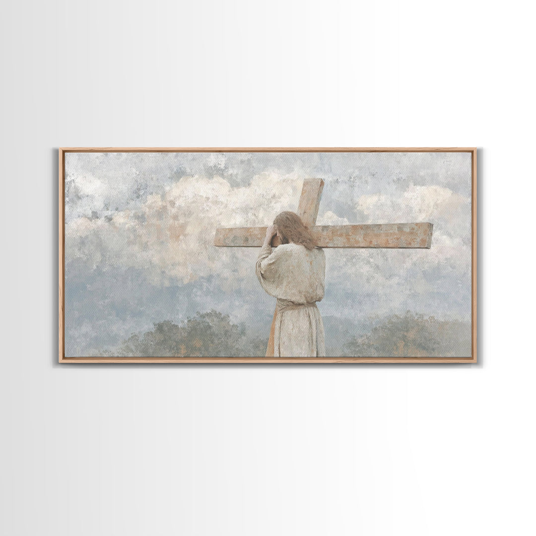 Shadow Of Mercy | Framed Canvas Print | Christian Art Canvas | Jesus Painting | Moody Christian Art | Christian Decorations | Christian Art