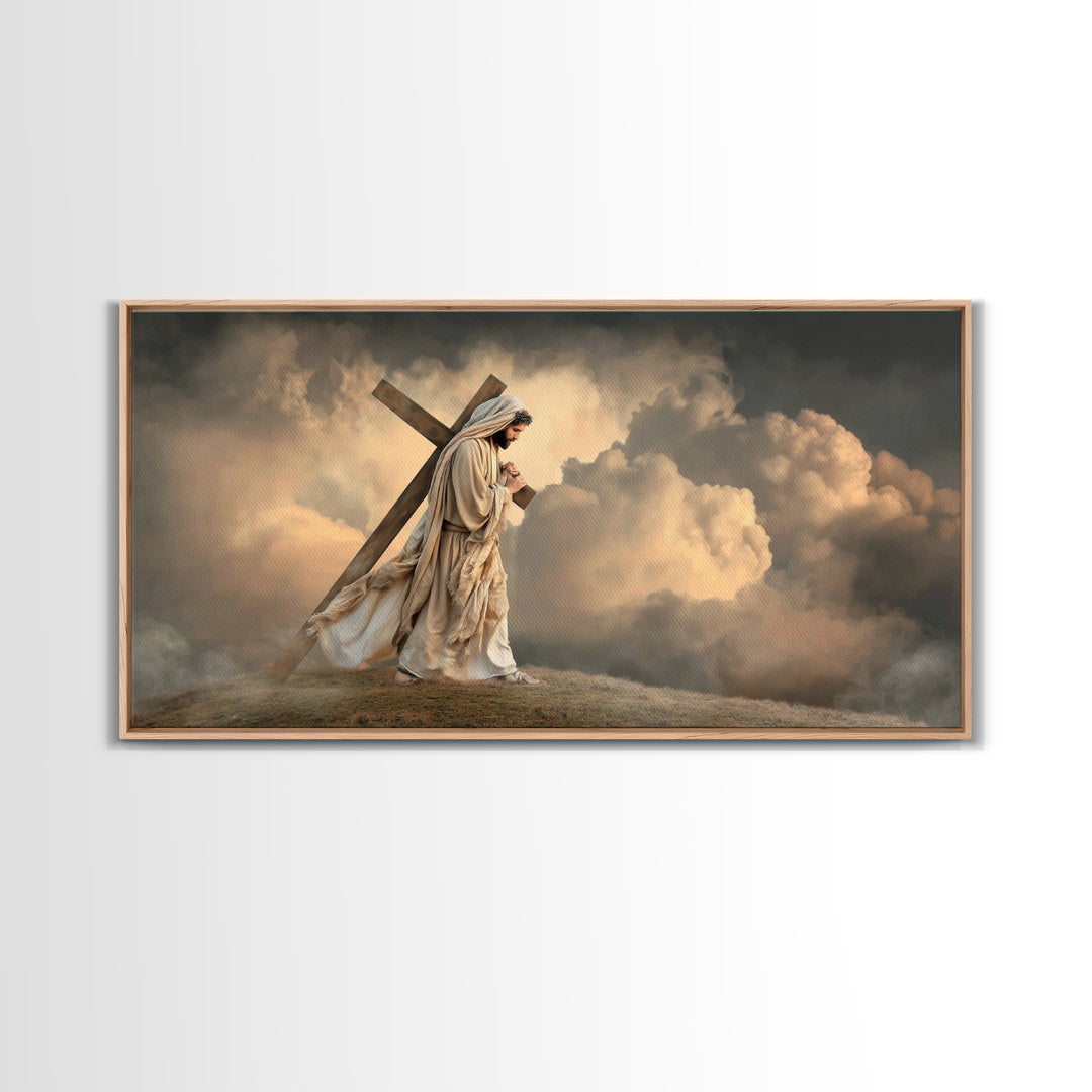 Hilltop Grace, Framed Canvas Print, Jesus Painting, Christian Christmas Art, Christian Art Print, Subtle Christian Art