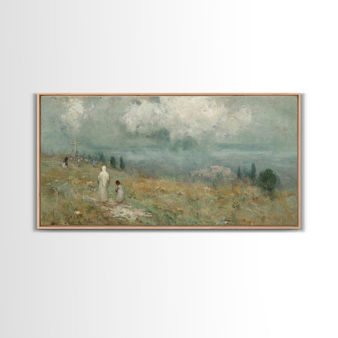Fields Of Hope – Framed Canvas Print – Christian Christmas Art – Jesus Art Print – Christian Wall Art – Vintage Christian Art