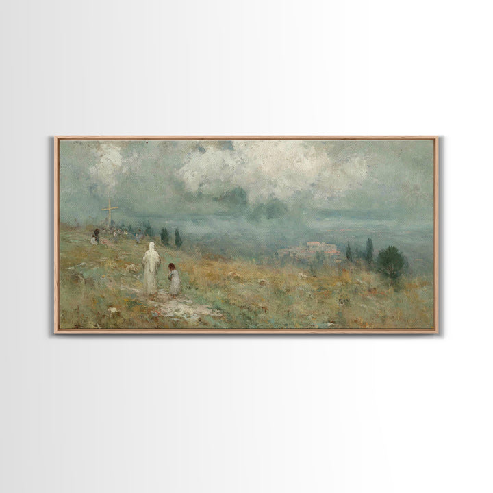 Fields Of Hope – Framed Canvas Print – Christian Christmas Art – Jesus Art Print – Christian Wall Art – Vintage Christian Art