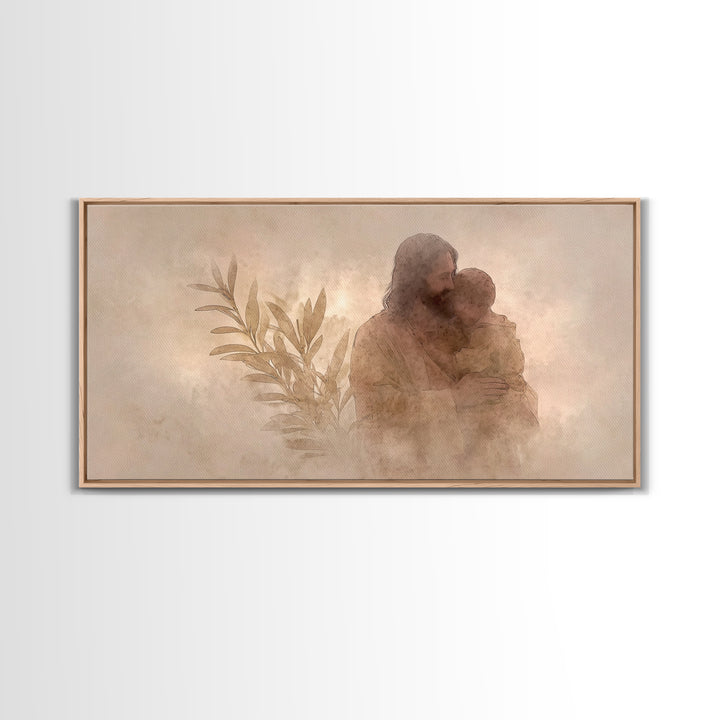 Tender Refuge, Framed Canvas Print, Jesus Canvas Art, Christian Art Canvas, Christian Gift Ideas, Moody Christian Art