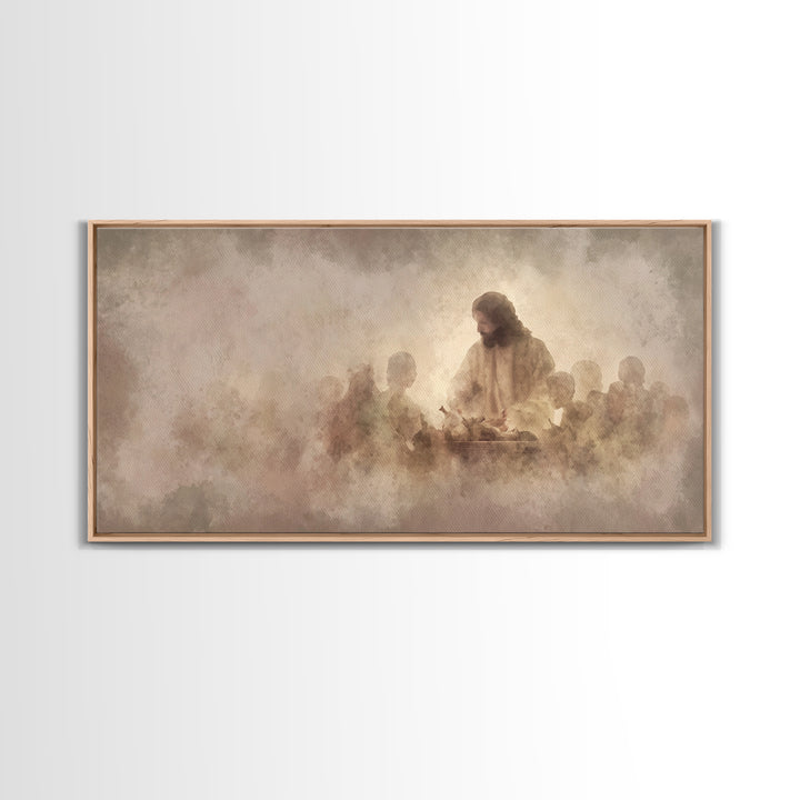 Mystic Supper – Framed Canvas Print – Christian Art Canvas – Jesus Christmas Art – Christian Art Gift – Large Jesus Painting