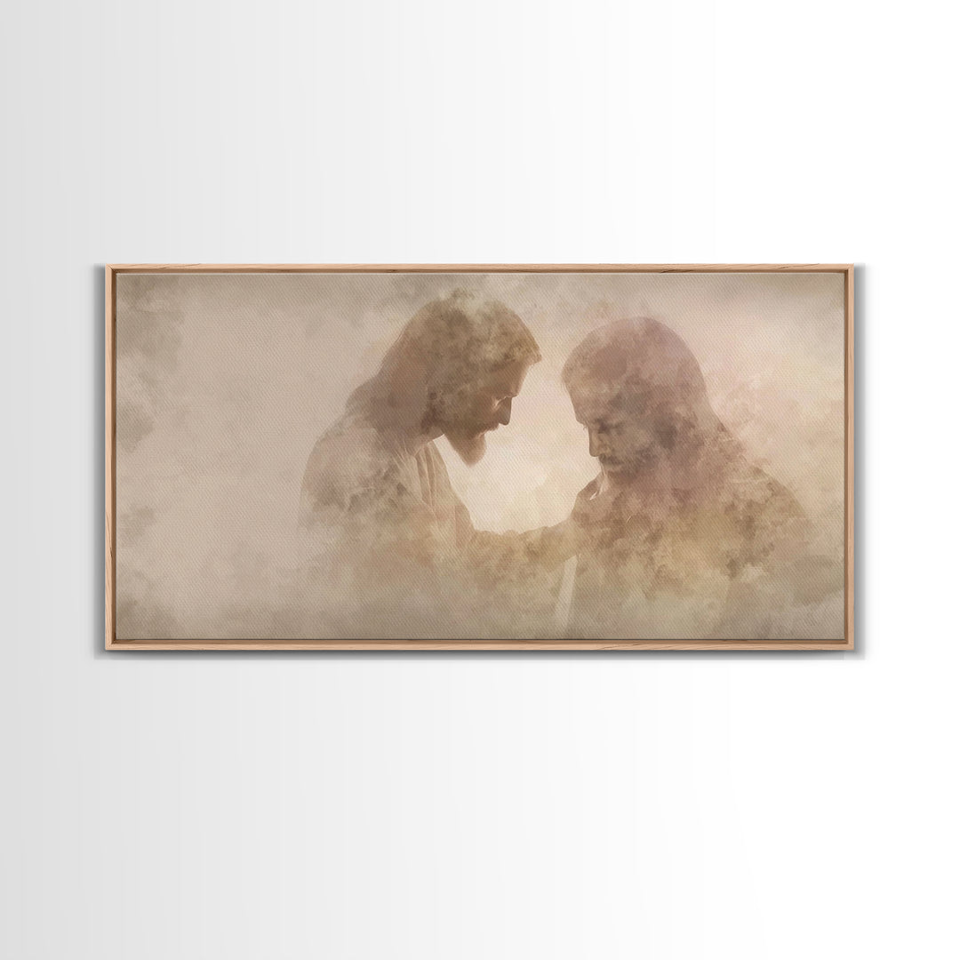 Quiet Consolation | Framed Canvas Print | Jesus Painting | Christian Art Work | Moody Christian Art | Christian Gift