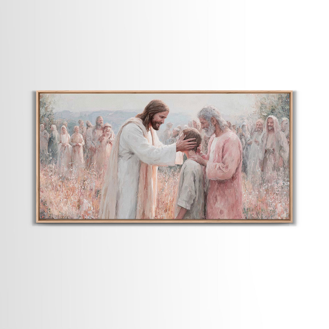 Graceful Blessing – Framed Canvas Print – Christian Wall Art – Jesus Painting – Christian Art Canvas – Christmas Art