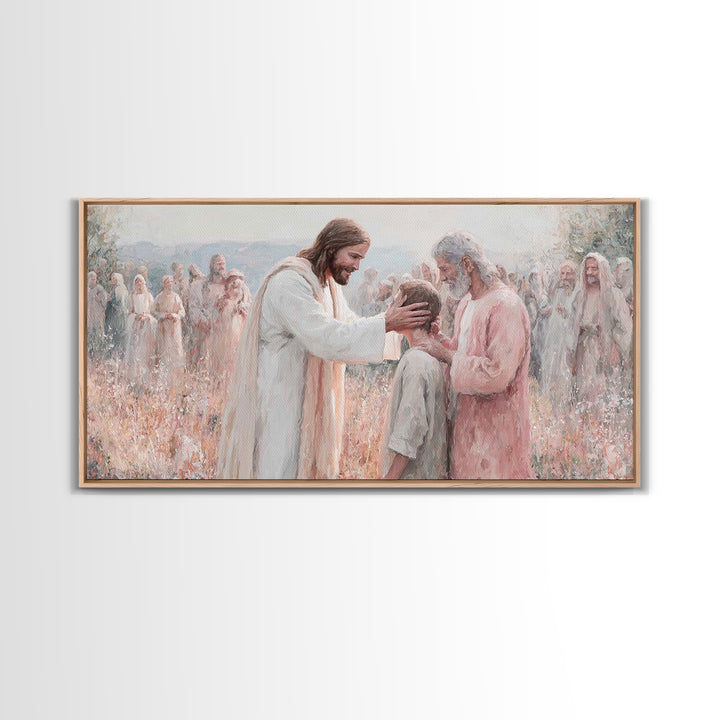 Graceful Blessing – Framed Canvas Print – Christian Wall Art – Jesus Painting – Christian Art Canvas – Christmas Art