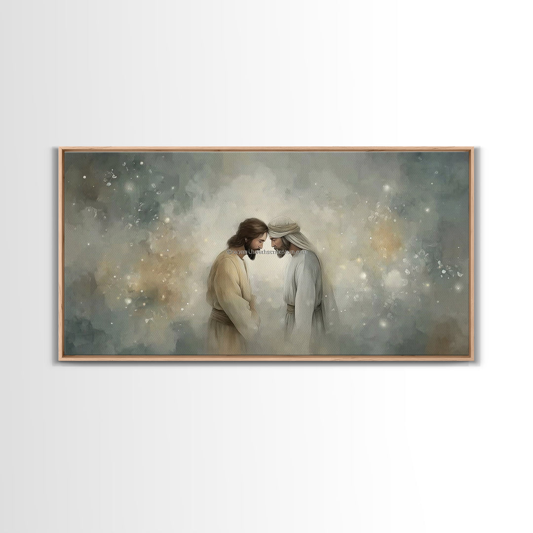 Holy Encounter – Framed Canvas Print – Jesus Painting – Christian Wall Art – Christian Art Canvas – Christmas Art