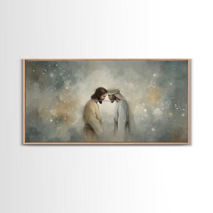 Holy Encounter – Framed Canvas Print – Jesus Painting – Christian Wall Art – Christian Art Canvas – Christmas Art