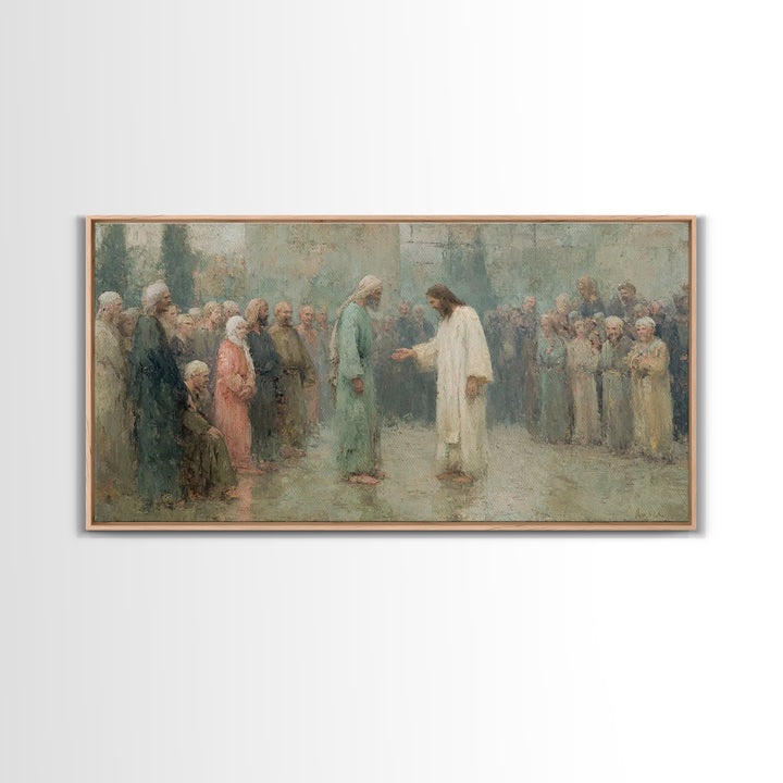 Divine Invitation – Framed Canvas Print – Christian Art Canvas – Jesus Painting – Christian Wall Art – Christian Christmas