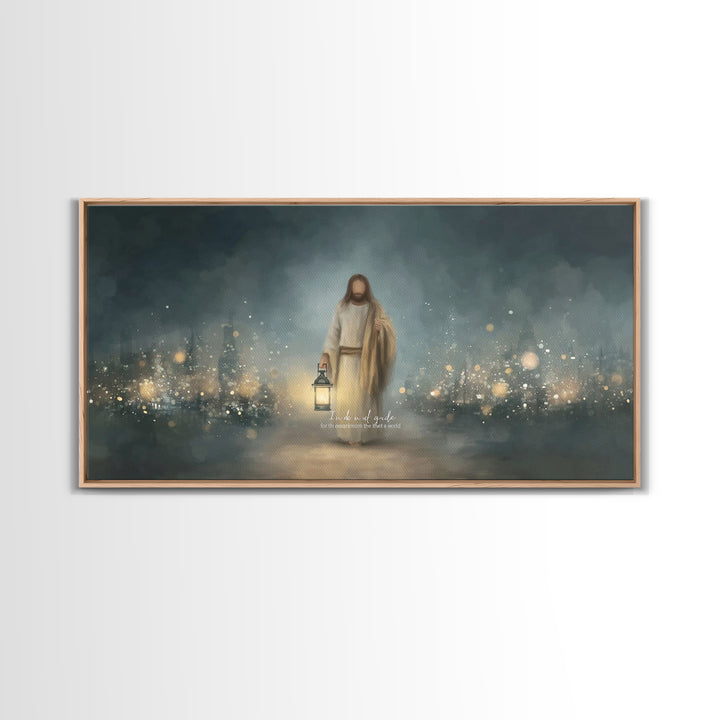 Light of Hope – Framed Canvas Print – Christian Wall Art – Christian Art Canvas – Jesus Painting – Christmas Art