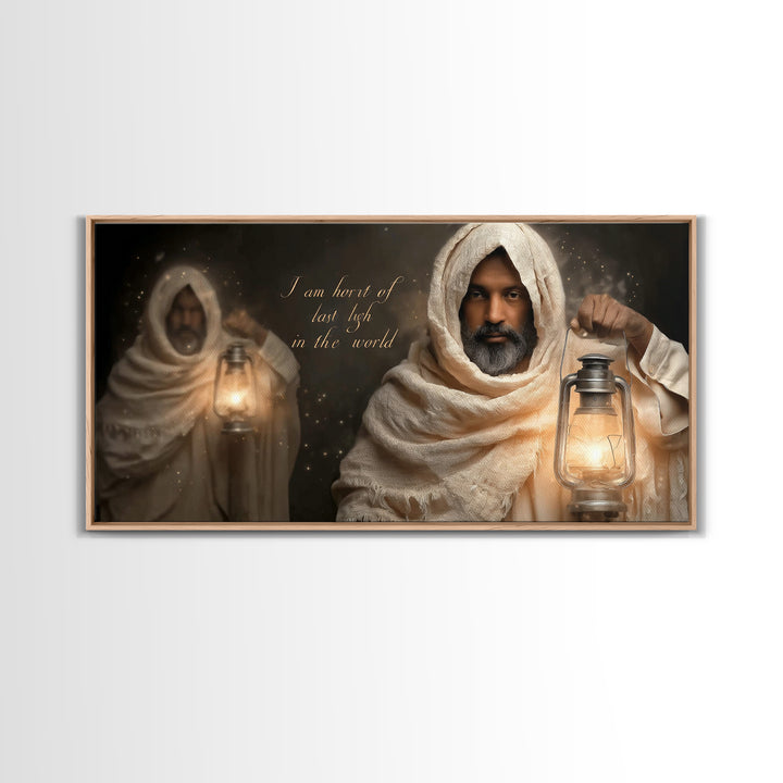 Guiding Lantern – Framed Canvas Print – Christian Wall Art – Christian Art Canvas – Jesus Painting – Christmas Art