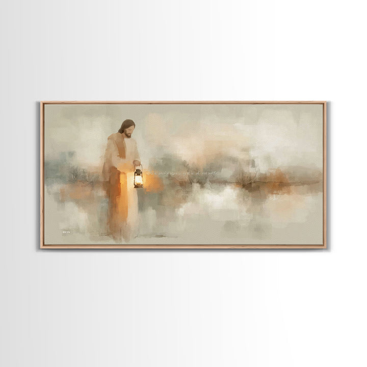 Gentle Lantern Light – Framed Canvas Print – Christian Wall Art – Christian Art Canvas – Jesus Painting – Christian Christmas Art
