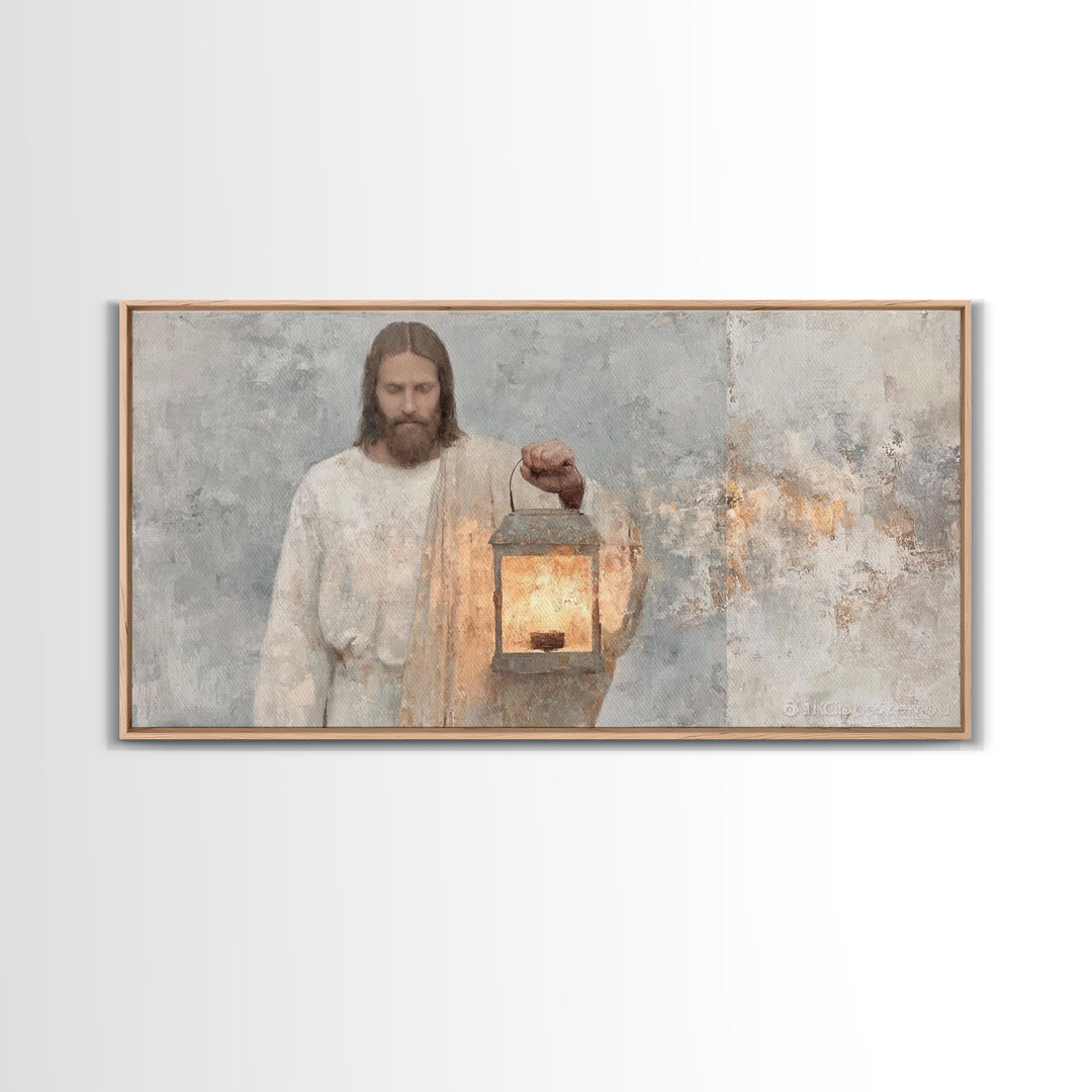 Silent Guiding Flame | Framed Canvas Print | Christian Art Canvas | Christian Wall Art | Jesus Painting | Christian Christmas