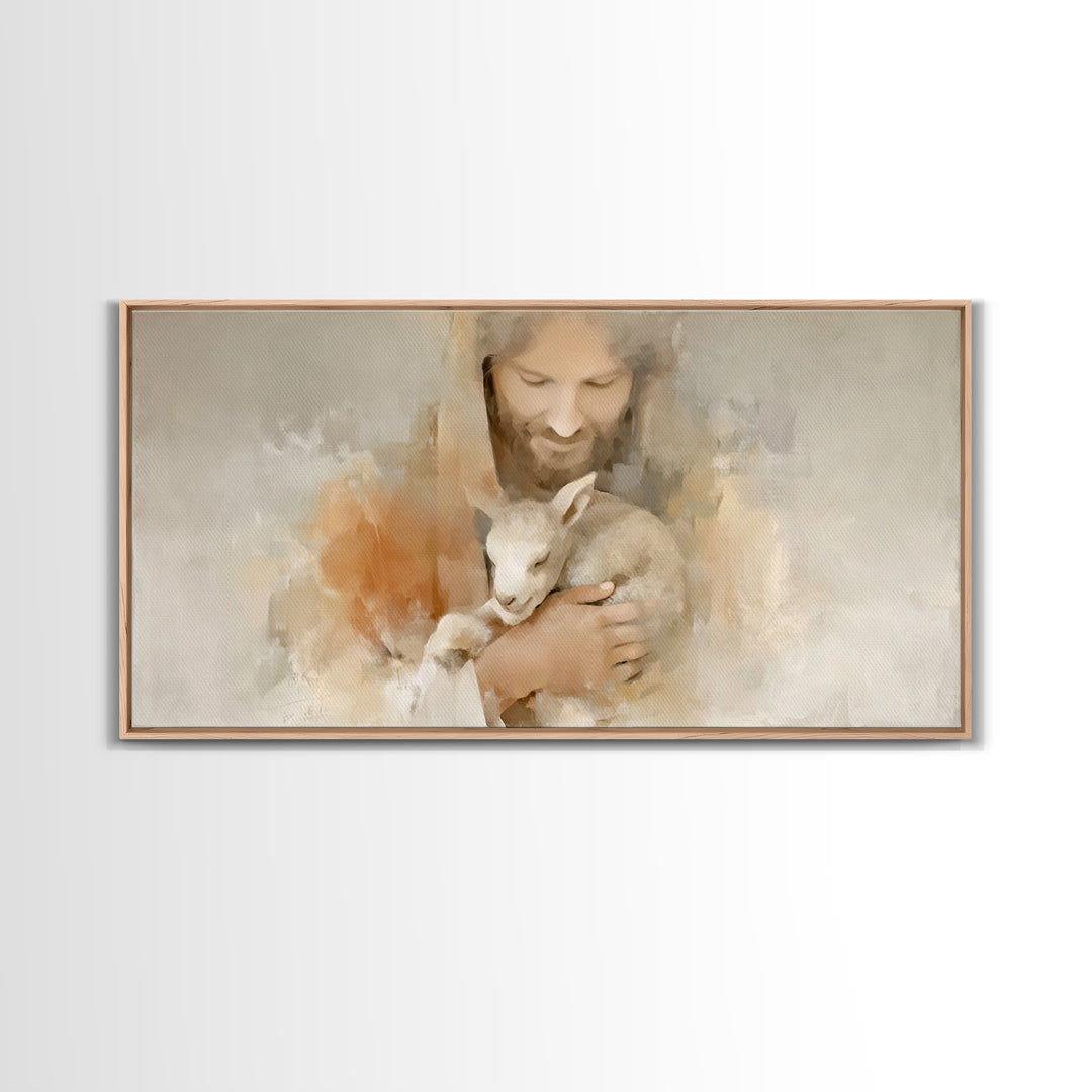 Lamb of Peace – Framed Canvas Print – Christian Art Canvas – Jesus Painting – Christian Wall Art – Christian Christmas Art