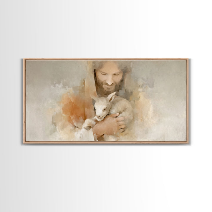Lamb of Peace – Framed Canvas Print – Christian Art Canvas – Jesus Painting – Christian Wall Art – Christian Christmas Art