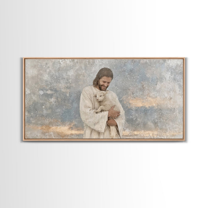 Snowfall Serenity – Framed Canvas Print – Christian Wall Art – Jesus Painting – Christian Art Canvas – Christian Christmas