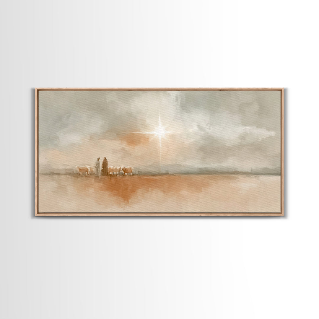 Bethlehem Morning Light, Framed Canvas Print, Christian Wall Art, Christian Art Canvas, Christmas Art, Christian Christmas Decor, Jesus Chr