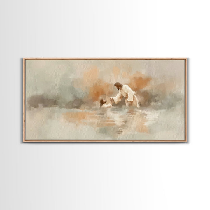 Living Waters Hope, Framed Canvas Print, Christian Wall Art, Christian Art Canvas, Jesus Painting, Christian Christmas Art
