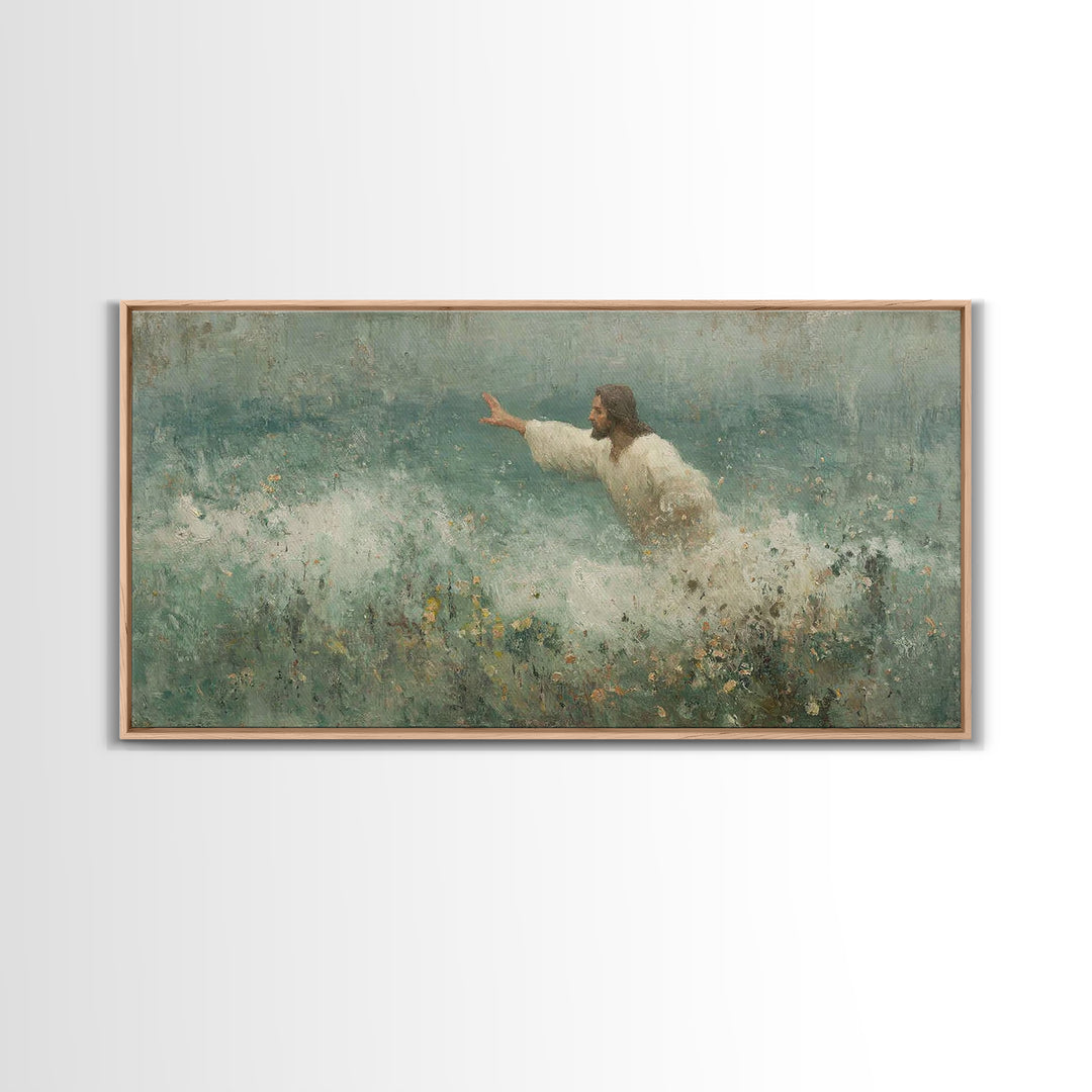 Reaching Light – Framed Canvas Print – Christian Wall Art – Christian Art Print – Jesus Painting – Vintage Christian Art – Christian Home D
