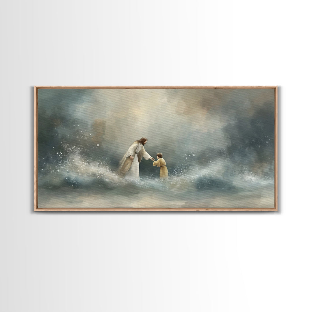 Guiding Calm – Framed Canvas Print – Christian Art Canvas – Christian Wall Art – Jesus Painting – Moody Christian Art – Christian Gift Idea