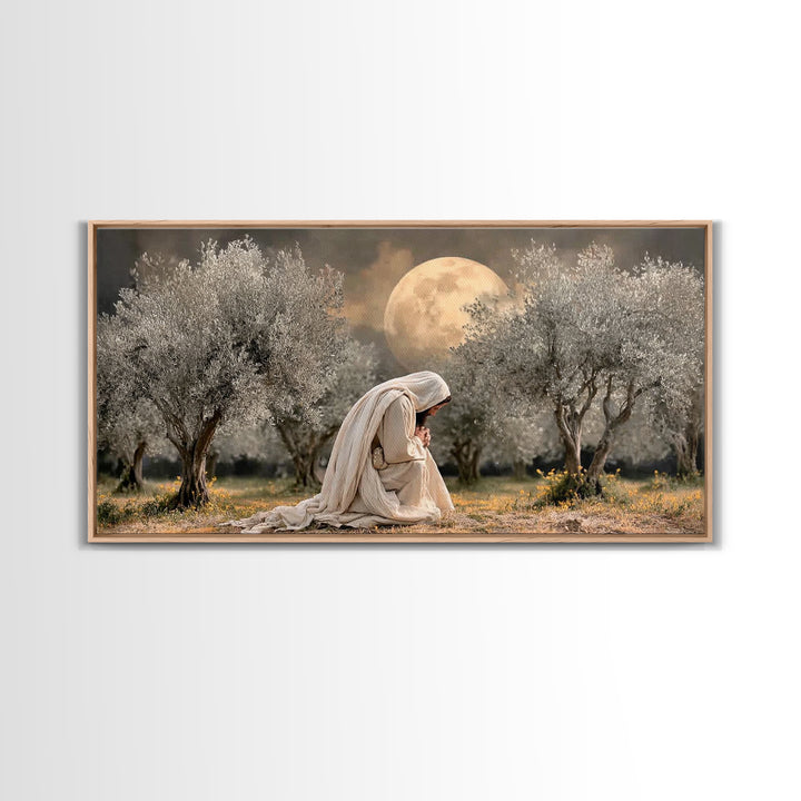 Garden Prayer – Framed Canvas Print – Christian Wall Art – Christian Art Canvas – Jesus Painting – Subtle Christian Art – Christian Gift