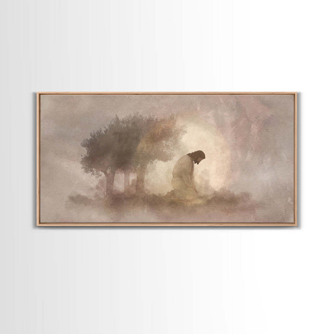 Sacred Stillness – Framed Canvas Print – Modern Christian Art – Christian Wall Art – Jesus Painting – Christian Art Canvas – Christian Gift