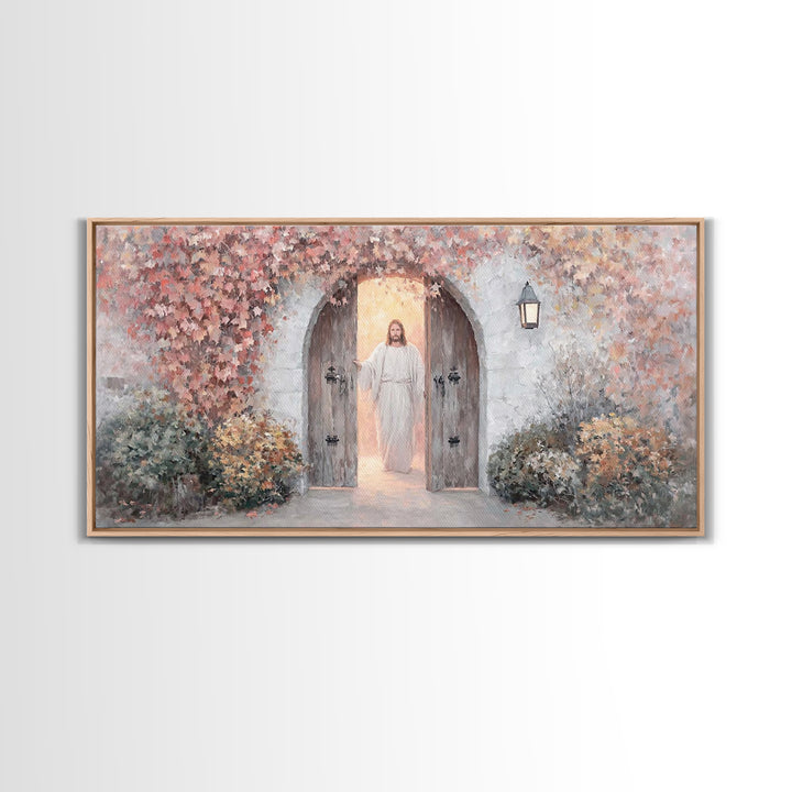 Autumn Gate Light | Framed Canvas Print | Christian Wall Art | Jesus Painting | Christian Art Canvas | Christian Christmas Art | Christian