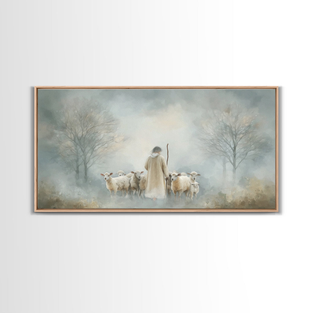 Forest of Stillness – Framed Canvas Print – Christian Wall Art – Christian Art Canvas – Jesus Painting – Moody Christian Art – Christmas Ar
