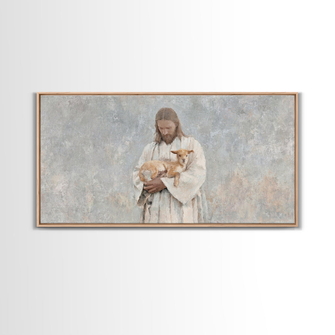 Autumn Flock Serenity – Framed Canvas Print – Christian Art Canvas – Jesus Painting – Christian Wall Art – Modern Christian Art – Christian