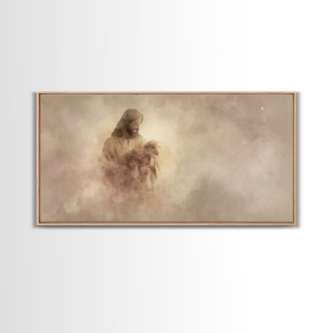 Tender Shepherd Calm | Framed Canvas Print | Christian Art Canvas | Jesus Painting | Modern Christian Art | Christian Wall Art | Christmas