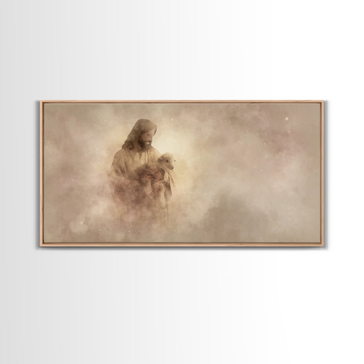 Tender Shepherd Calm | Framed Canvas Print | Christian Art Canvas | Jesus Painting | Modern Christian Art | Christian Wall Art | Christmas