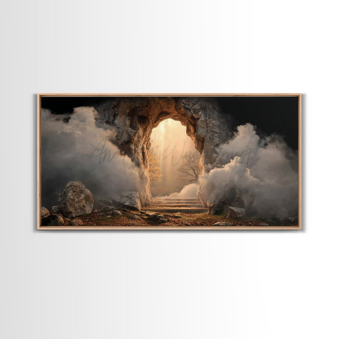 Risen Light, Framed Canvas Print, Christian Wall Art, Christian Art Canvas, Jesus Painting, Christian Christmas Art, Christian Gift