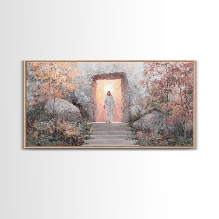 Autumn Resurrection, Framed Canvas Print, Christian Wall Art, Christian Art Canvas, Jesus Painting, Large Christian Art, Christian Christma