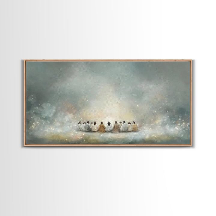 Heavenly Gathering, Framed Canvas Print, Christian Wall Art, Christian Art Canvas, Jesus Painting, Large Christian Art, Christian Gift Idea