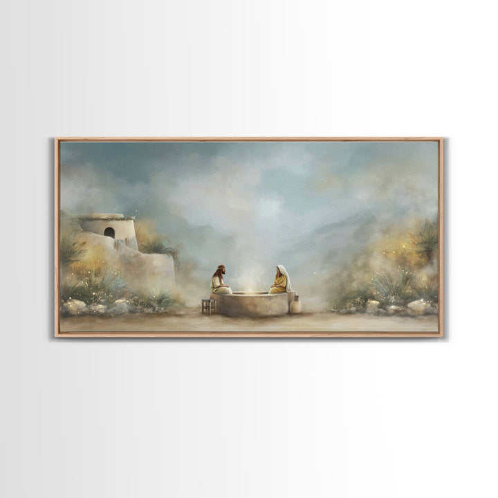 Desert Well Light | Framed Canvas Print | Christian Art Canvas | Jesus Painting | Modern Christian Art | Christian Wall Art | Christian Gif