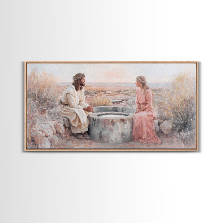 Desert Conversation, Framed Canvas Print, Christian Art Canvas, Modern Christian Art, Jesus Painting, Christian Wall Art, Christian Gift Id