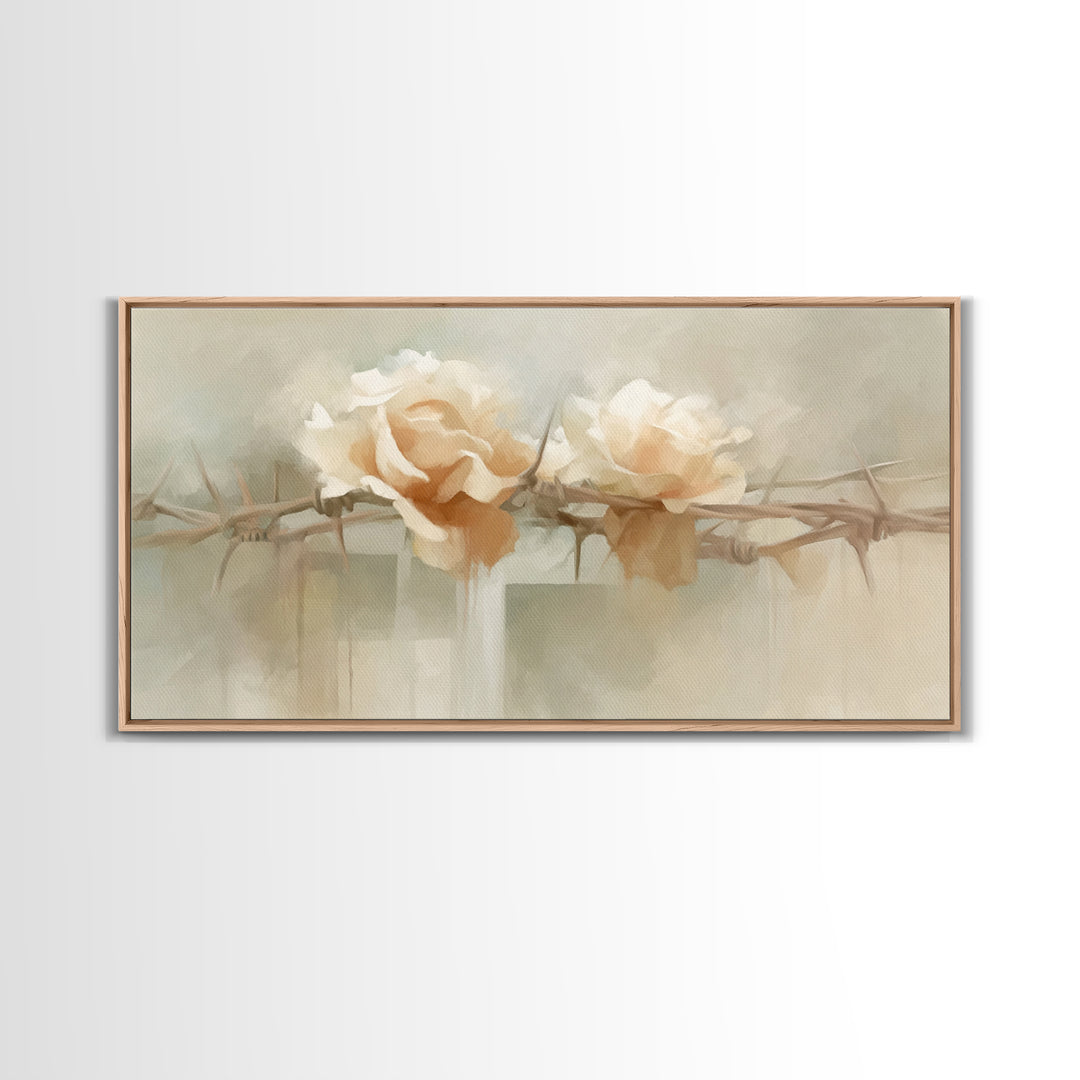 Roses Of Redemption – Framed Canvas Print – Christian Wall Art – Christian Art Canvas – Christian Decor – Christian Painting – Modern Chris