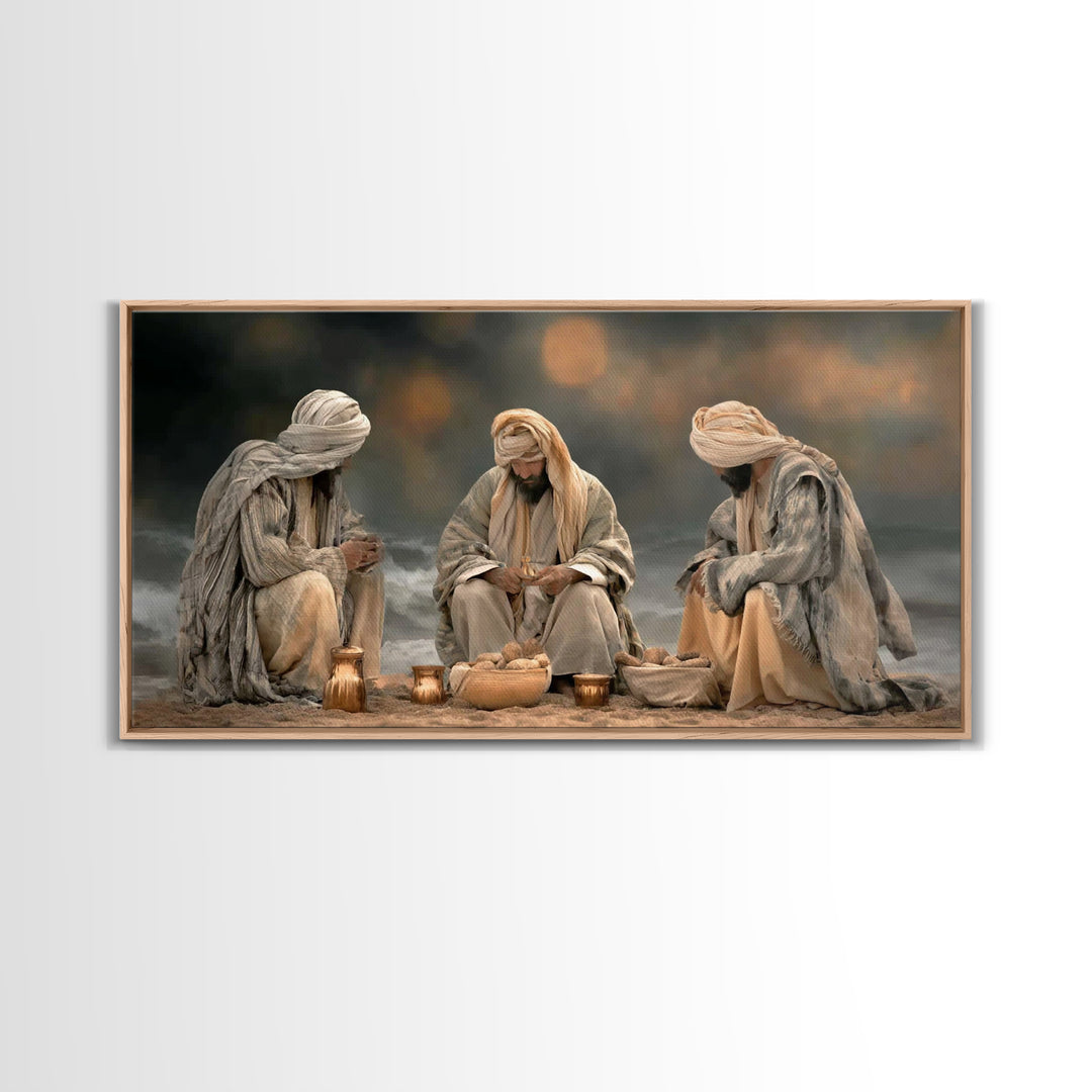 Bread Of Fellowship, Framed Canvas Print, Christian Wall Art, Christian Art Canvas, Moody Christian Art, Jesus Painting, Christian Gift Ide