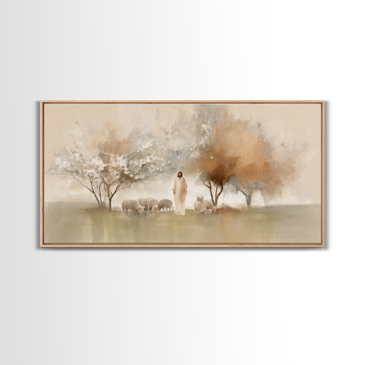 Garden Shepherd – Framed Canvas Print – Christian Wall Art – Jesus Painting – Christian Art Canvas – Modern Christian Painting – Christian