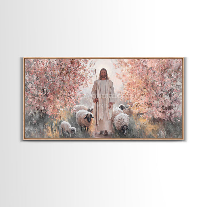 Radiant Shepherd, Framed Canvas Print, Christian Wall Art, Jesus Painting, Christian Art Canvas, Modern Christian Art, Christian Decor