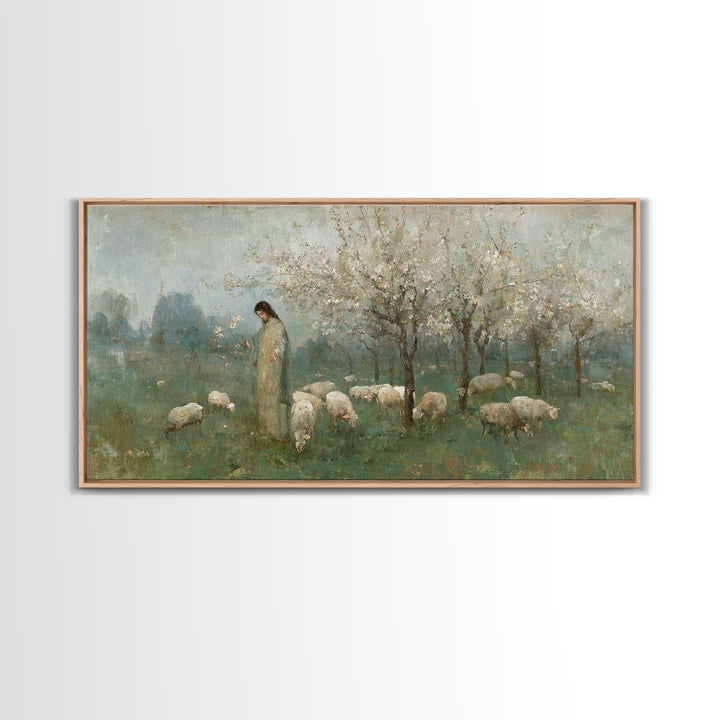 Morning Pasture Blessing – Framed Canvas Print – Christian Wall Art – Jesus Canvas Art – Christian Decoration – Christmas Art – Christian A